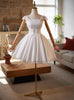 White Satin Lace Pleats Wedding Dress