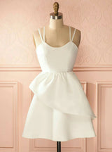 White Spaghetti Straps Homecoming Dress