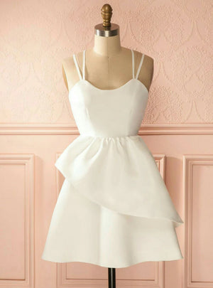 White Spaghetti Straps Homecoming Dress