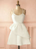 White Spaghetti Straps Homecoming Dress