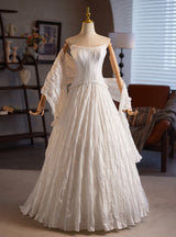 A-Line White Strapless Wedding Dress