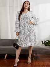 V-neck Long Sleeve Loose Dress