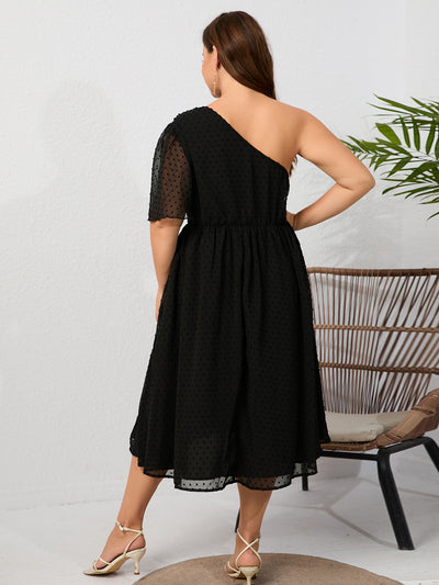 Plus Size One-shoulder Split Dress