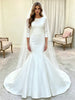 White Mermaid Satin Short Sleeve Wedding Dress