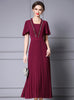 Burgundy Chiffon Pleats Mother of the Bride Dress