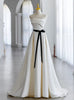 Beige Satin Strapless Pleats Wedding Dress