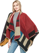 Thickened Cashmere Retro Plaid Shawl Cloak