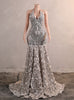 Silver Mermaid Sequins Prom Dress