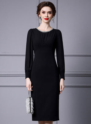 Black Long Sleeve Mother Of The Bride Dress
