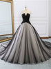Black Satin Tulle Strapless Wedding Dress