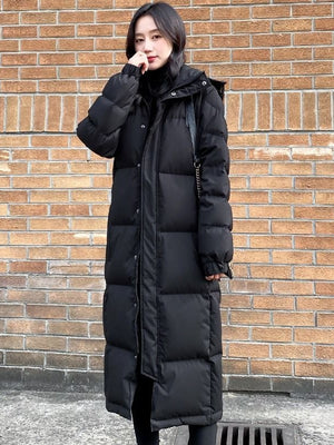Over-the-knee loose plus-size padded cotton-padded jacket