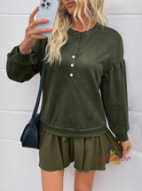 Casual Retro Long-sleeved Solid Color Dress