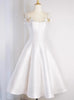 White Satin Straps Beading Wedding Dress