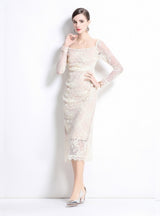 Wide Collar Elastic Pleated Dress