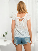 Women Ruffled V-neck Lace Shirt