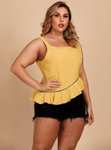 Solid Color Loose Ruffled Top