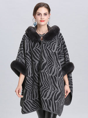 Loose Knit Cardigan Women's Cloak Shawl