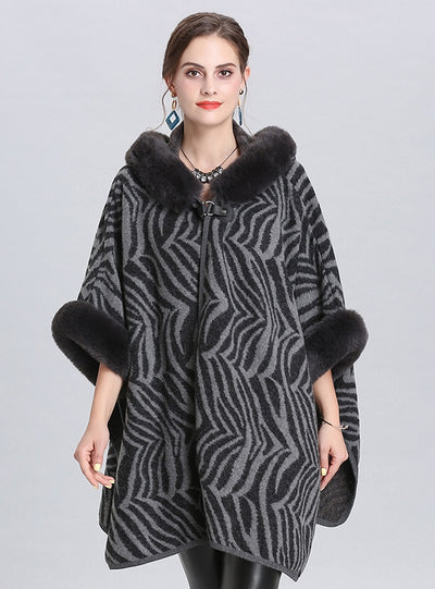 Loose Knit Cardigan Women's Cloak Shawl
