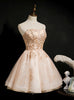 Champagne Tulle Sequins Homecoming Dress