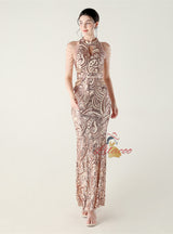 Mermaid Sequins Halter Beading Prom Dress