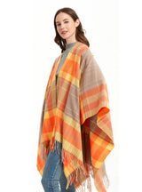 Double-sided Plaid Split Shawl