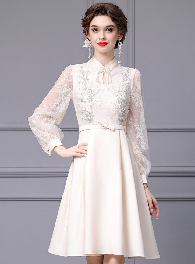 Apricot Long Sleeve Mother Of The Bride Dress