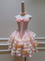 Pink Retro Sling Lace Cake Fluffy Dress