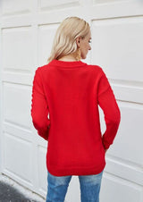 Round Neck Pullover Solid Color Sweater