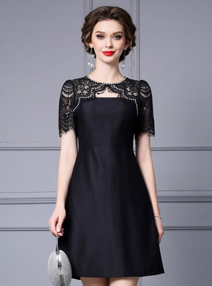 Black Satin Lace Mother Of The Bride Dress