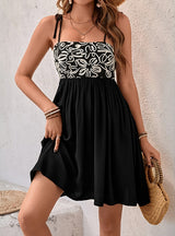 Sleeveless Leisure Suspender Flower Dress