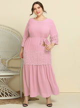 Lace Stitching Flared Sleeve Dress