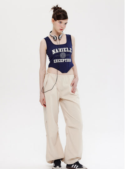 Letter Printed Sleeveless Top Vest