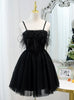 Black Tulle Spaghetti Straps Homecoming Dress