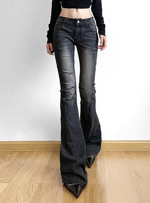 Wrinkle Stitching Low Waist Slim Jeans