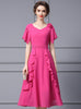 Fuchsia Short Sleeve Mother Of the Brides Dress
