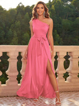 One Shoulder Split Party Long Dress