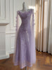 Purple Sequins Tulle Sleeveless Prom Dress