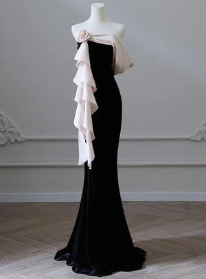 Black Mermaid Velvet Prom Dress