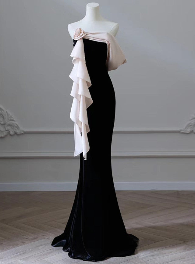 Black Mermaid Velvet Prom Dress