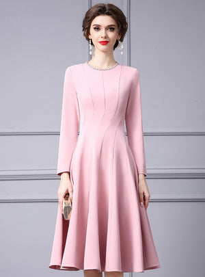 Pink Long Sleeve Mother Of The Bride Dress