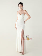 Sexy Mermaid Strapless Pleats Prom Dress