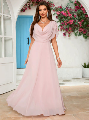 Women V-neck Chiffon Prom Dress