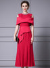 Burgundy Pleats Beading Pearls Mother Of The Bride Dress