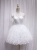 White Tulle Lace Beading Homecoming Dress