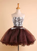 Brown Strapless Lace Homecoming Dress