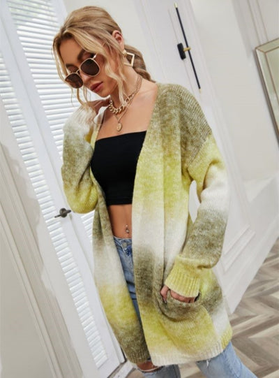 Rainbow Tie-dyed Long Sweater Coat