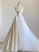 Ivory Satin Tulle Wedding Dress