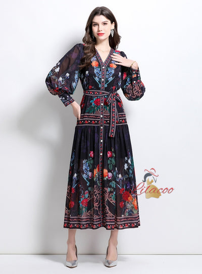Palace Chiffon Printed Long Dress