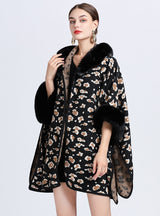 Jacquard Large Size Knit Cardigan Shawl Cloak