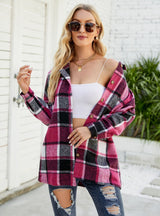 Long Sleeve Plaid Shirt Woolen Coat